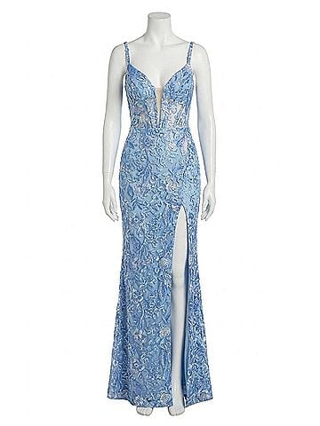 La Femme Beaded Dress in Cloud Blue (view 1)