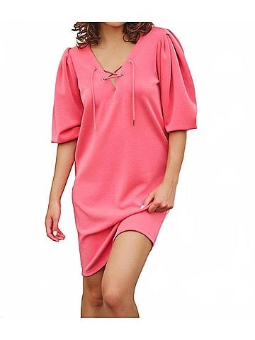 ESQUALO Delia V-Neck Dress in Pink (view 2)