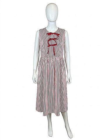She + Sky Sweet Cherry Stripes Midi Dress in Red (view 1)