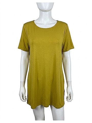 Zenana Women's Short Tee Dress in Mustard (view 1)
