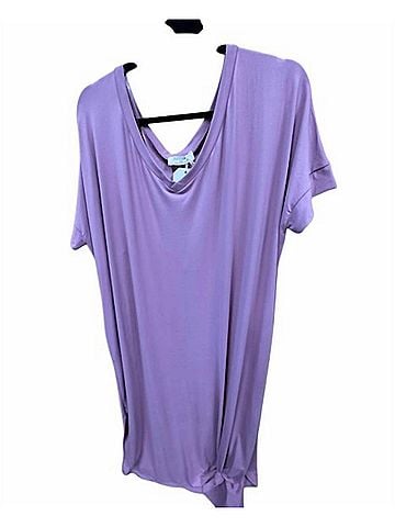 Zenana Women's Long Tee Dress With Side Slits in Mauve (view 2)