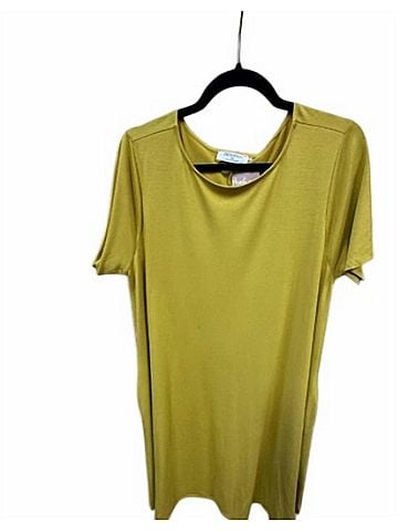 Zenana Women's Short Tee Dress in Mustard (view 2)