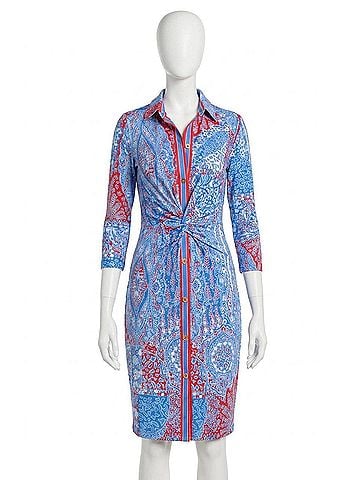 Gretchen Scott Designs Twist &amp; Shout Grand Bazaar Dress in Red, White &amp; Blues (view 1)
