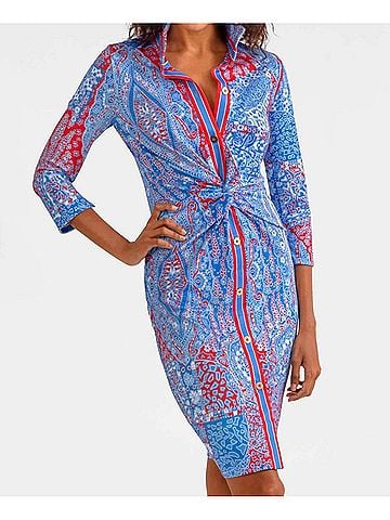 Gretchen Scott Designs Twist &amp; Shout Grand Bazaar Dress in Red, White &amp; Blues (view 2)