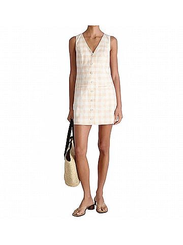French Connection V-Neck Gingham Dress in Pink (view 2)