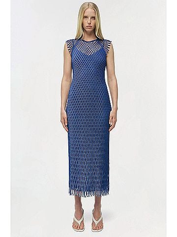 SIMKHAI Faylen Knit Midi Dress in Royal Blue (view 2)