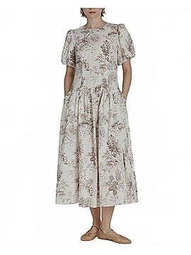 Aureum Toile Midi Dress in White (view 2)