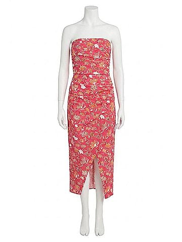Vanessa Bruno Cleopatre Strapless Midi Dress in Fuchsia (view 1)