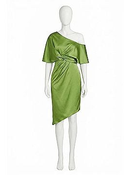 Theia Polly Satin Cocktail Dress in Paradise Green (view 1)