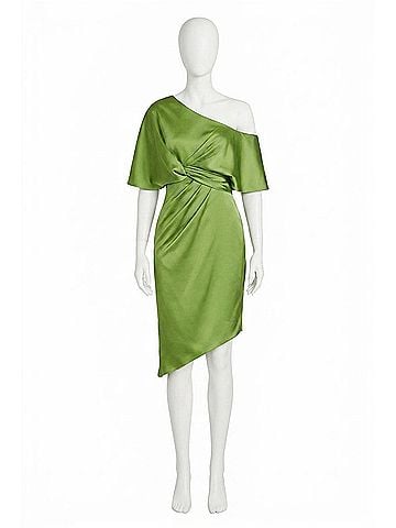 Theia Polly Satin Cocktail Dress in Paradise Green (view 1)