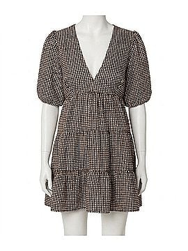 Faithfull the Brand Elmiya Mini Dress in Solene Check - Cocoa (view 1)