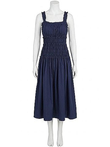 Love Token Angie Cotton Milkmaid Dress in Navy (view 1)