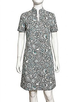 Lulu-B Women's Short Sleeve Zip Top Dress Checkered Seashells &amp; Starfish in Multi (view 1)