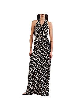 Nili Lotan Alba Halterneck Dress in Big Chain Gold/Black (view 2)
