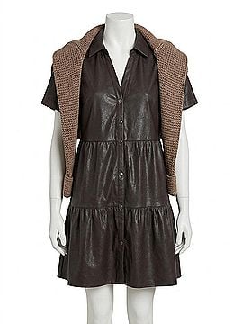 Brochu Walker Havana Vegan Leather Mini Dress in Timber (view 1)