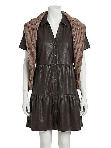 Brochu Walker Havana Vegan Leather Mini Dress in Timber (view 1)