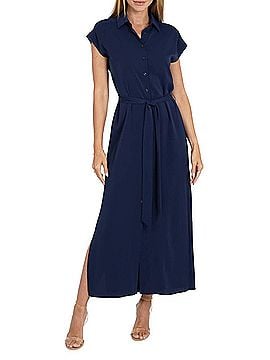 Love Token Maggie Shirt Dress in Navy (view 2)