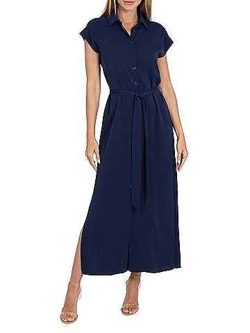 Love Token Maggie Shirt Dress in Navy (view 2)