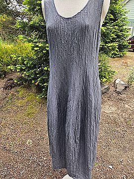 Grizas Women's Tank Silk Textured Dress in Grey (view 2)