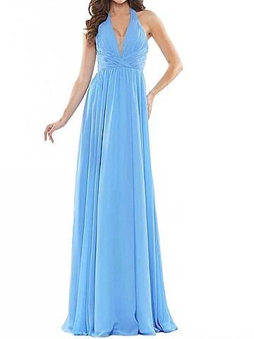 Colors Dress Chiffon Halter Gown in Blue (view 2)
