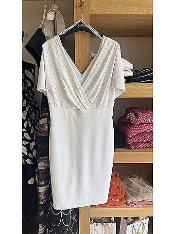 Joseph Ribkoff Women's Pearl Short Sleeve Dress in White (view 2)
