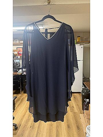 Joseph Ribkoff Women's Crystal Trim Sheer Overlay Dress in Midnight Blue (view 2)