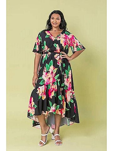 Flying Tomato Ellie Woven Maxi Dress - Plus in Black (view 2)
