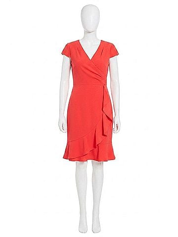 London Times Ruffled Draped Skirt Sheath Dress in Cayenne (view 1)