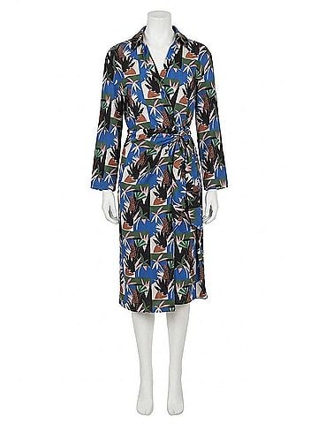 Donna Morgan Long Sleeve Wrap Dress in Jungle Blue (view 1)