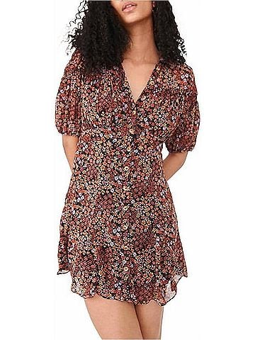 Free People Bonnie Floral Chiffon Mini Dress in Multi (view 2)