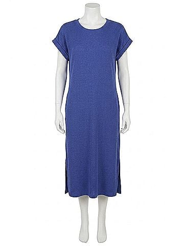 Mittoshop Eden Short Sleeve Midi Dress in Royal Blue (view 1)