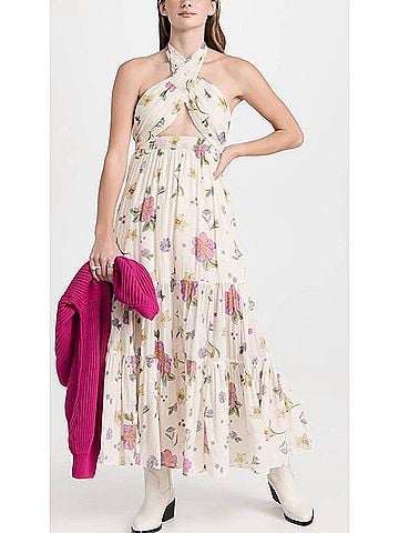 Free People Luna Convertible Maxi Dress in Ivory Combo, Off White, Floral (view 2)