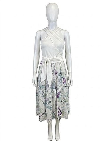 White Birch Brunch At The Botanical Gardens Midi Dress in White (view 1)