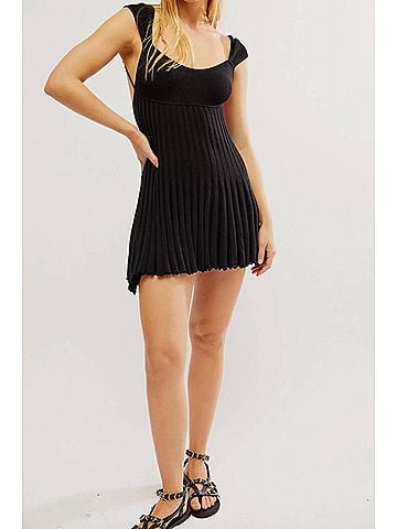 Free People Mandeline Mini Dress in Black (view 2)