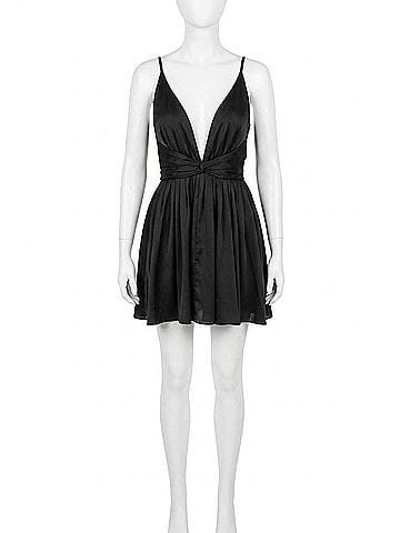 Luxxel V Neck Mini Dress in Black (view 1)