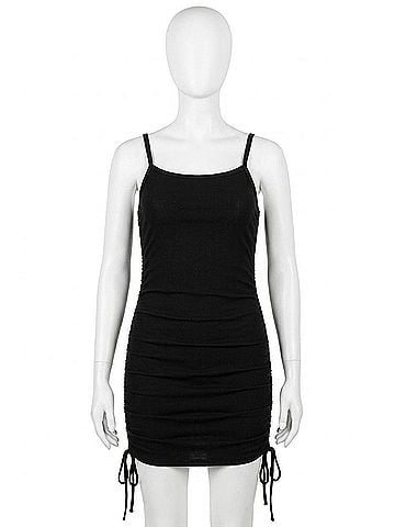 Active Basic Ruched Cami Dress in Black (view 1)