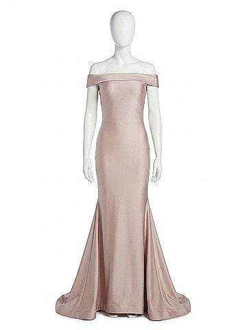 Issue New York Classic Off The Shoulder Evening Gown in Blush (view 1)