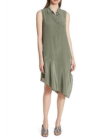 Equipment Tira Silk Asymmetrical Dress in Camouflage (view 2)