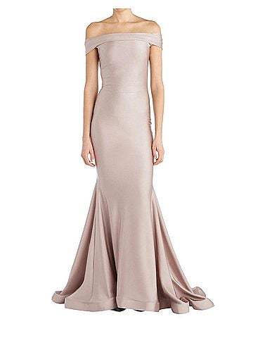 Issue New York Classic Off The Shoulder Evening Gown in Blush (view 2)