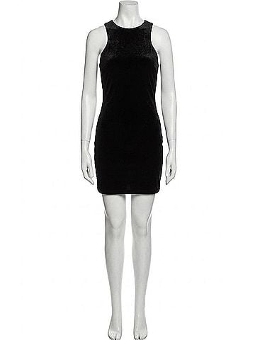 La Femme Velvet Short Dress in Black (view 1)