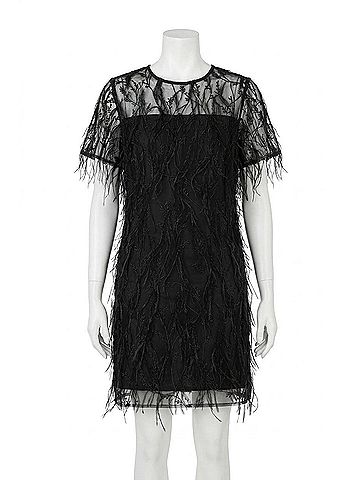 Milly Rana Feather Dress in Black (view 1)