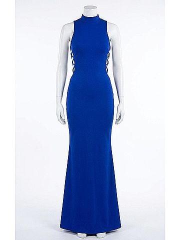 Jasz Couture Jasz Couture High Neck Dress With Cut Outs in Royal (view 1)