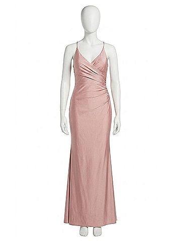 La Femme Jersey Long Open Back Dress in Mauve (view 1)
