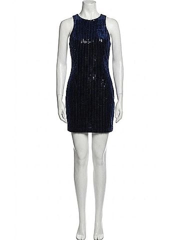 La Femme Short Velvet Dress in Navy (view 1)