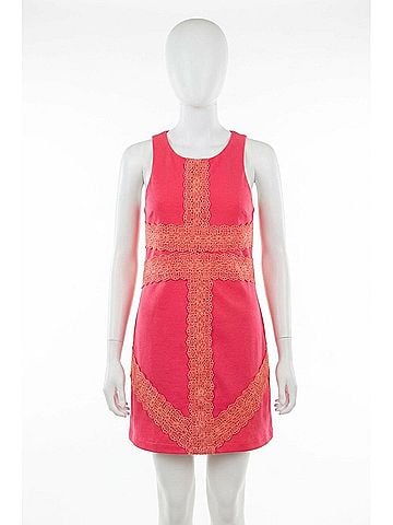 Judith March Ponte Racerback With Anchor Crochet Detail in Coral (view 1)