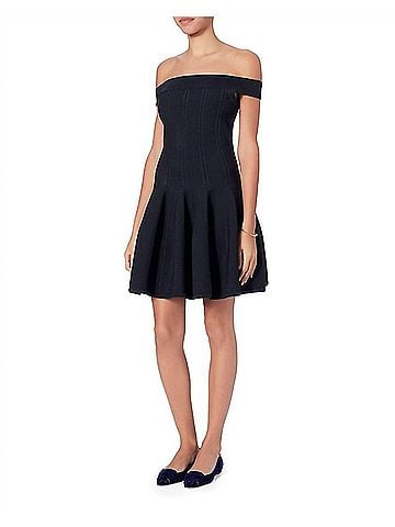 Jonathan Simkhai Pointelle Off Shoulder Dress in Black (view 2)