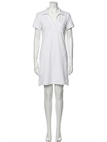 Bobi Collar Short Sleeve Terry Polo Dress in White (view 1)