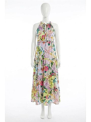 Tribal Slvless Tiered Dress W/Lining in Sea Salt (view 1)