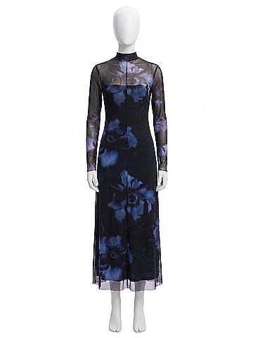 Desigual Mesh High Neck Midi in Blue/Black (view 1)