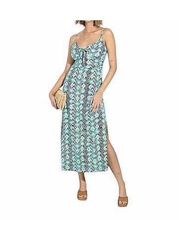 Veronica M. Barbados Maxi Dress With Slit in Mint (view 2)